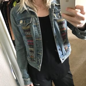 Free People Printed Jean Jacket